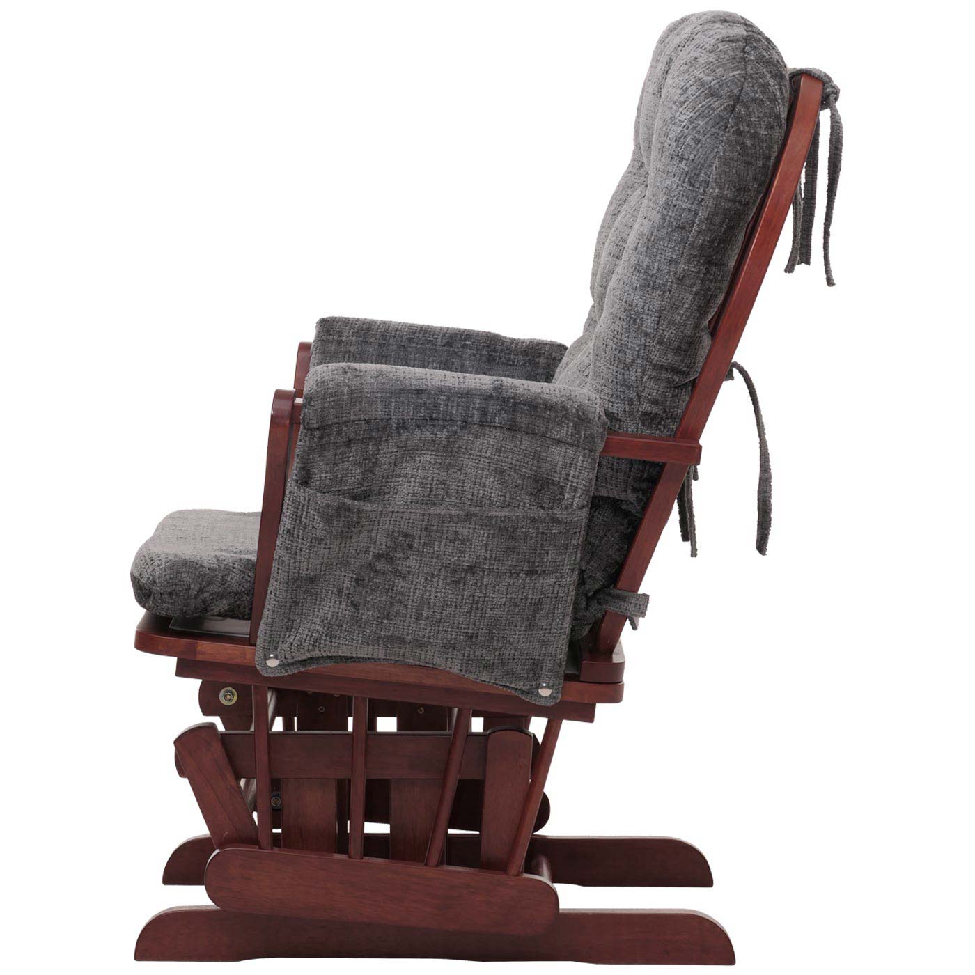 Cosmo Casa - Relaxstoel met Kruk - Schommelstoel - Chenille Stof - Donkergrijs - Donker Frame