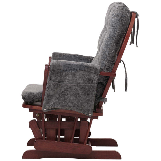 Cosmo Casa - Relaxstoel met Kruk - Schommelstoel - Chenille Stof - Donkergrijs - Donker Frame