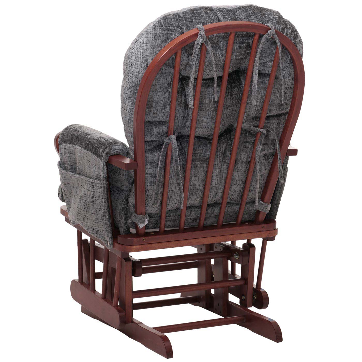 Cosmo Casa - Relaxstoel met Kruk - Schommelstoel - Chenille Stof - Donkergrijs - Donker Frame