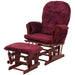 Cosmo Casa - Relaxstoel met Kruk - Schommelstoel - Chenille Stof - Bordeaux - Donker Frame