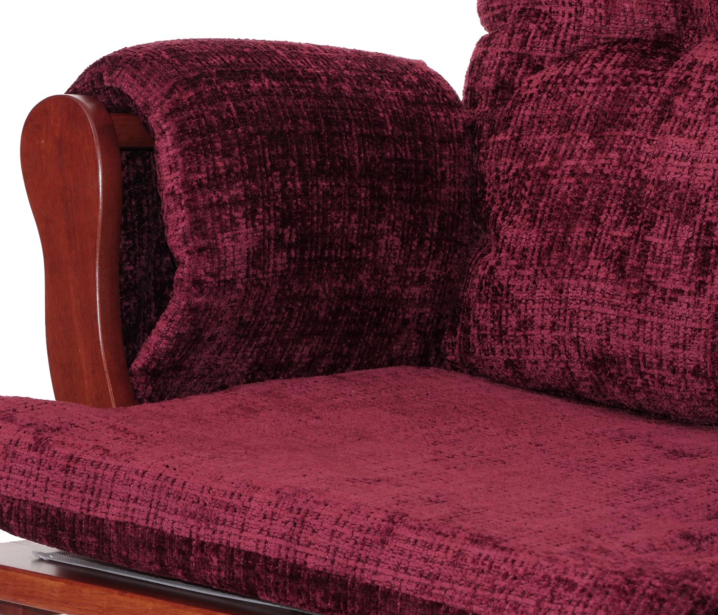 Cosmo Casa - Relaxstoel met Kruk - Schommelstoel - Chenille Stof - Bordeaux - Donker Frame