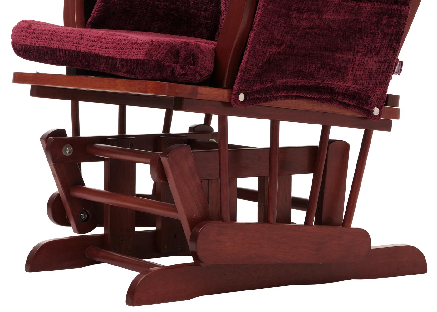 Cosmo Casa - Relaxstoel met Kruk - Schommelstoel - Chenille Stof - Bordeaux - Donker Frame