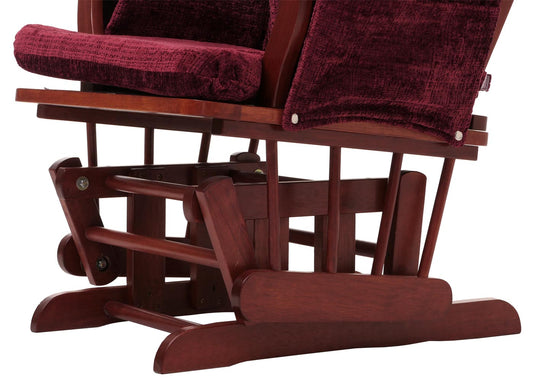 Cosmo Casa - Relaxstoel met Kruk - Schommelstoel - Chenille Stof - Bordeaux - Donker Frame