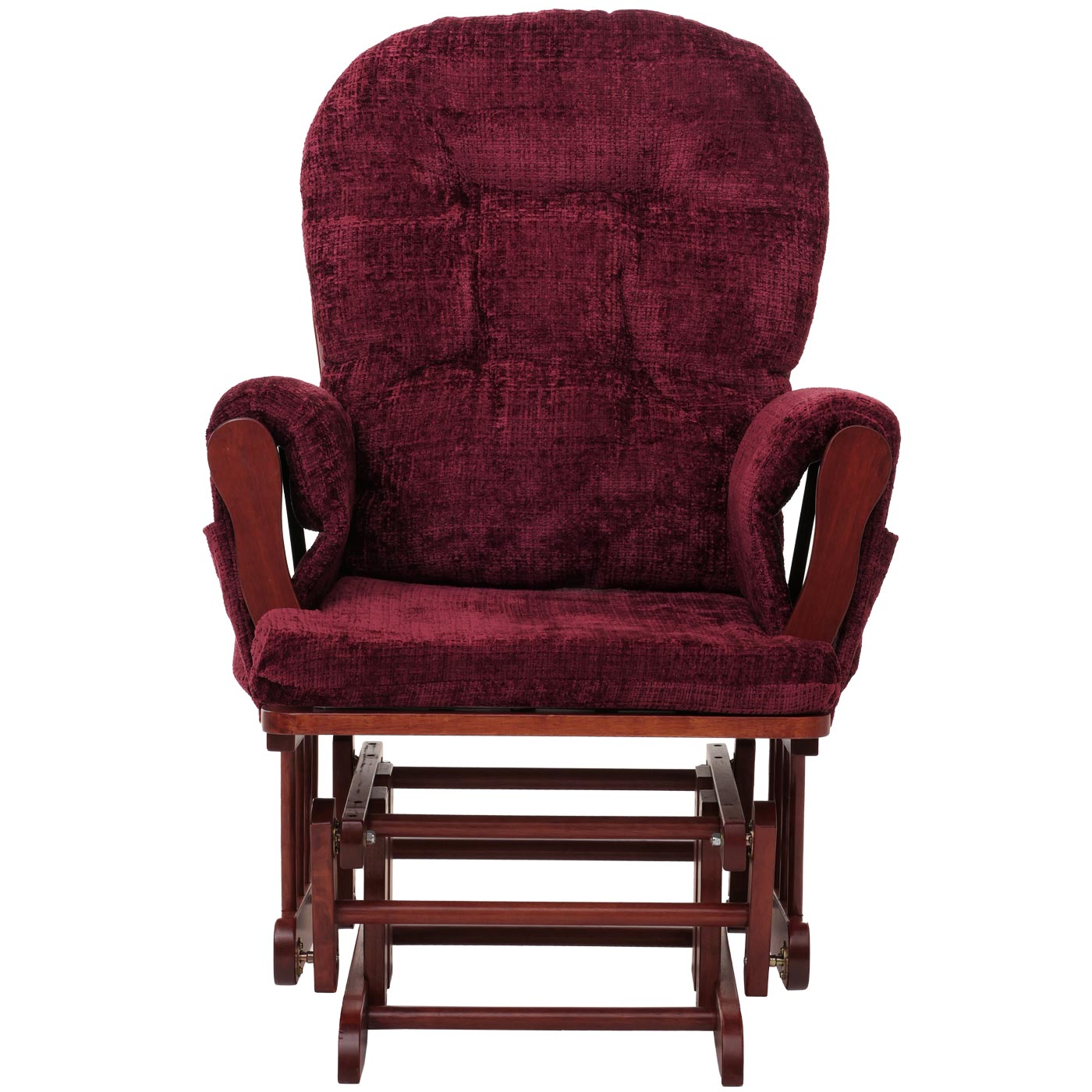 Cosmo Casa - Relaxstoel met Kruk - Schommelstoel - Chenille Stof - Bordeaux - Donker Frame
