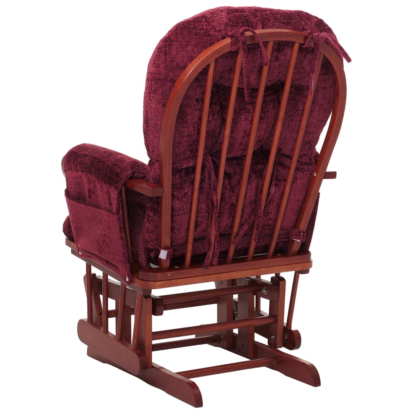 Cosmo Casa - Relaxstoel met Kruk - Schommelstoel - Chenille Stof - Bordeaux - Donker Frame