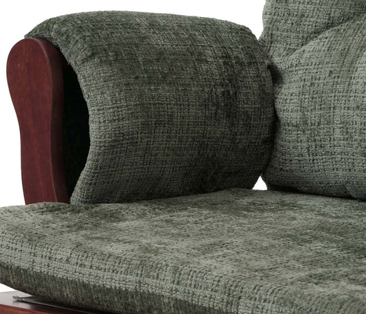 Cosmo Casa - Relaxstoel met Kruk - Schommelstoel - Chenille Stof - Groen - Donker Frame