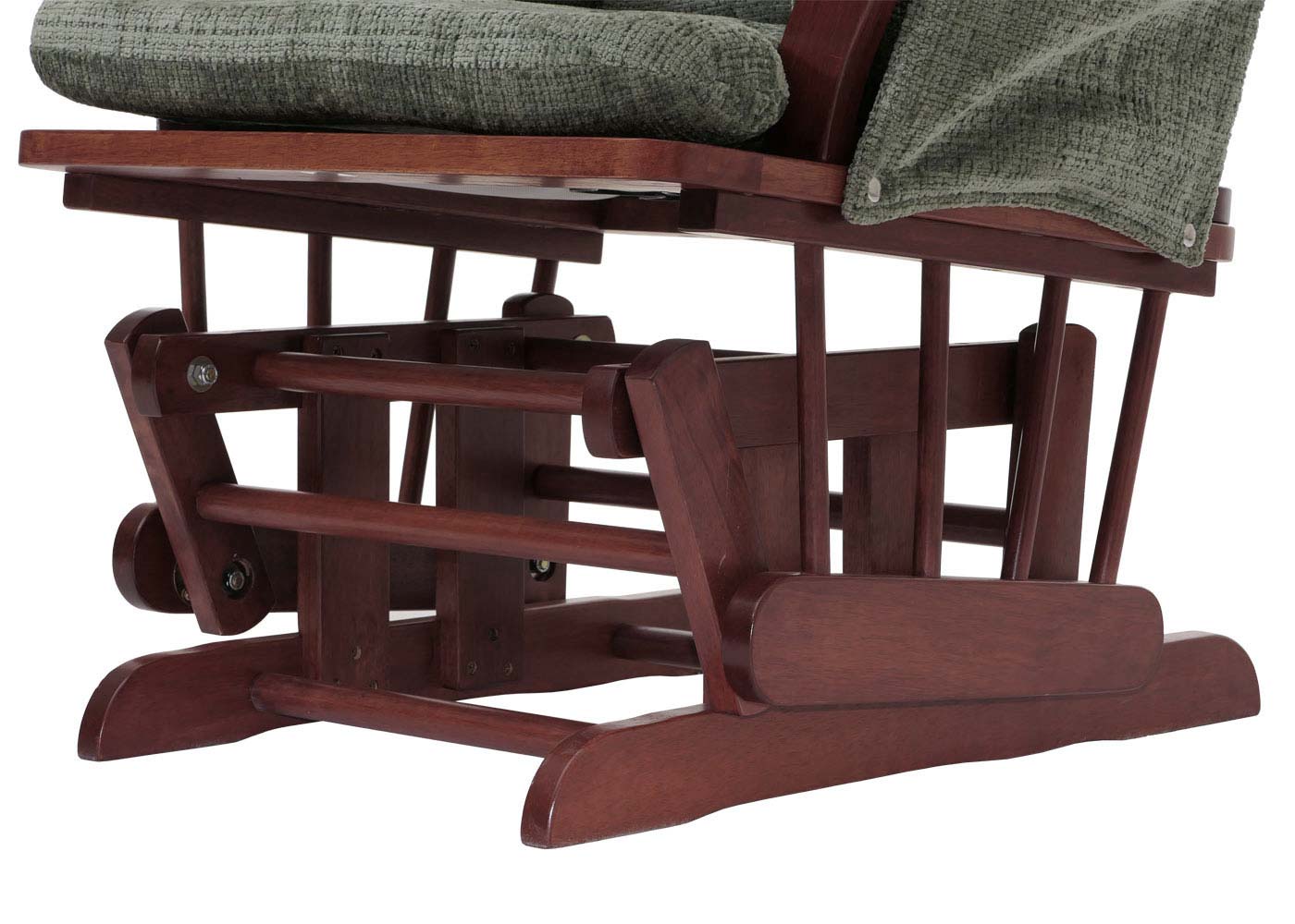 Cosmo Casa - Relaxstoel met Kruk - Schommelstoel - Chenille Stof - Groen - Donker Frame