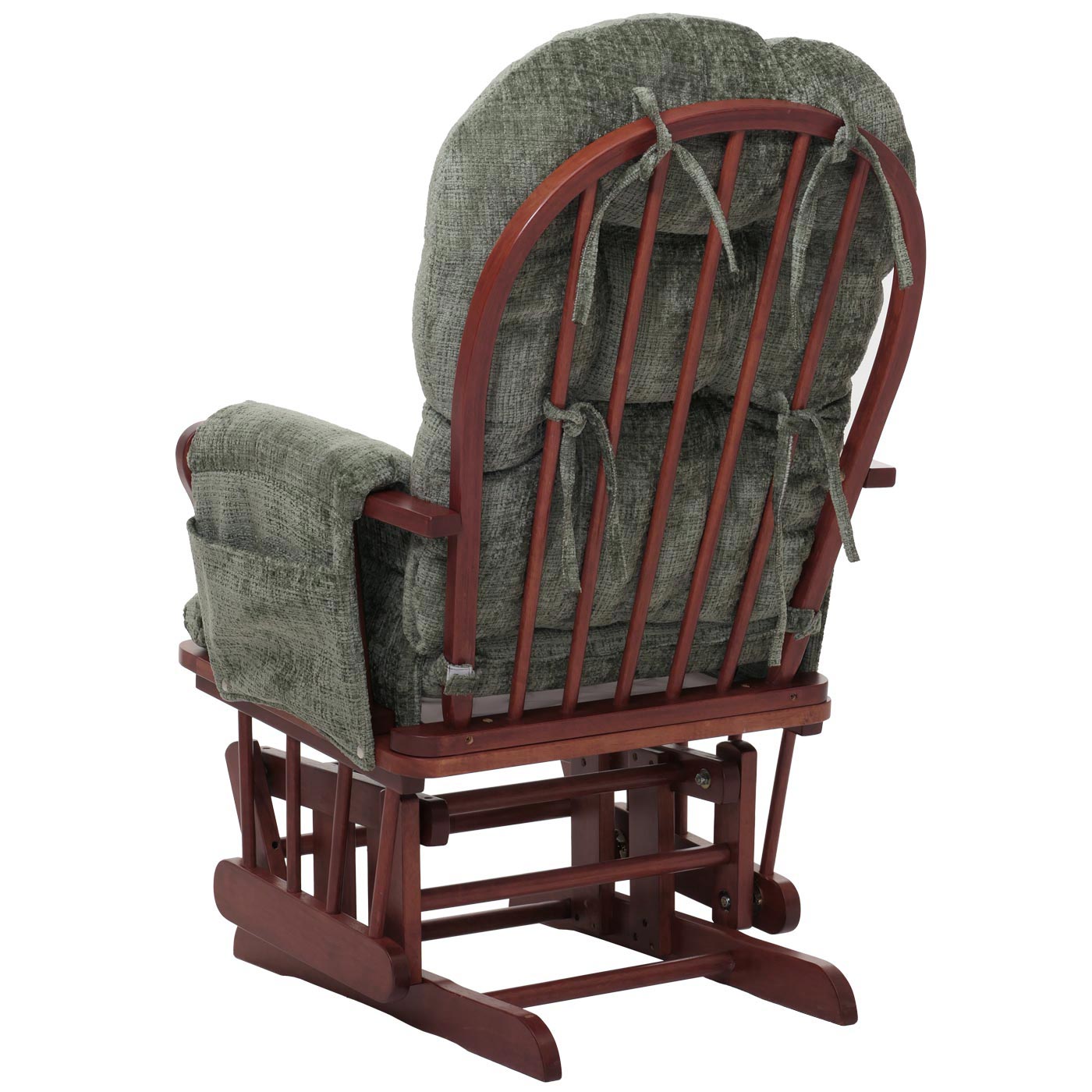 Cosmo Casa - Relaxstoel met Kruk - Schommelstoel - Chenille Stof - Groen - Donker Frame