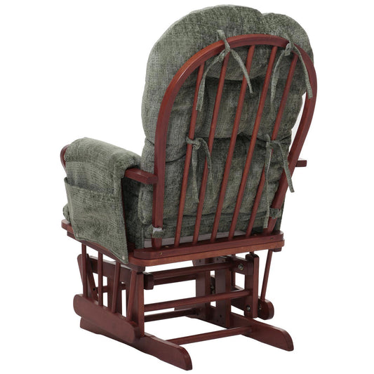 Cosmo Casa - Relaxstoel met Kruk - Schommelstoel - Chenille Stof - Groen - Donker Frame