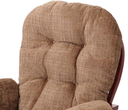 Cosmo Casa - Relaxstoel met Kruk - Schommelstoel - Chenille Stof - Lichtbruin - Donker Frame