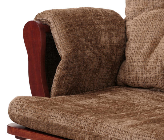 Cosmo Casa - Relaxstoel met Kruk - Schommelstoel - Chenille Stof - Lichtbruin - Donker Frame