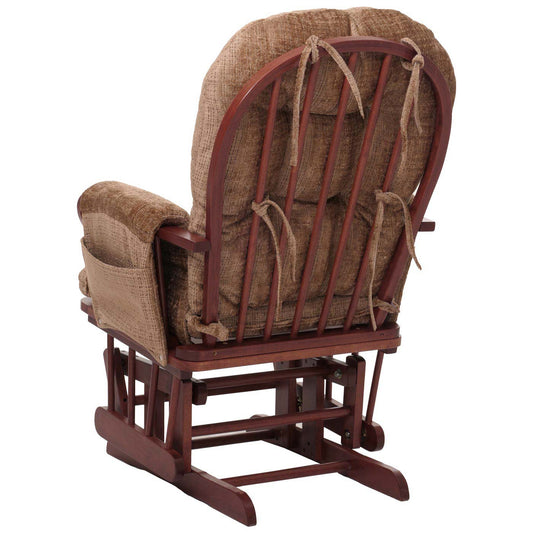 Cosmo Casa - Relaxstoel met Kruk - Schommelstoel - Chenille Stof - Lichtbruin - Donker Frame