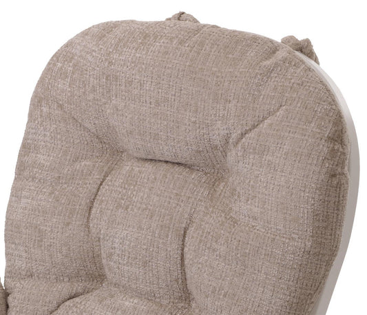 Cosmo Casa - Relaxstoel met Kruk - Schommelstoel - Chenille Stof - Crème - Wit Frame