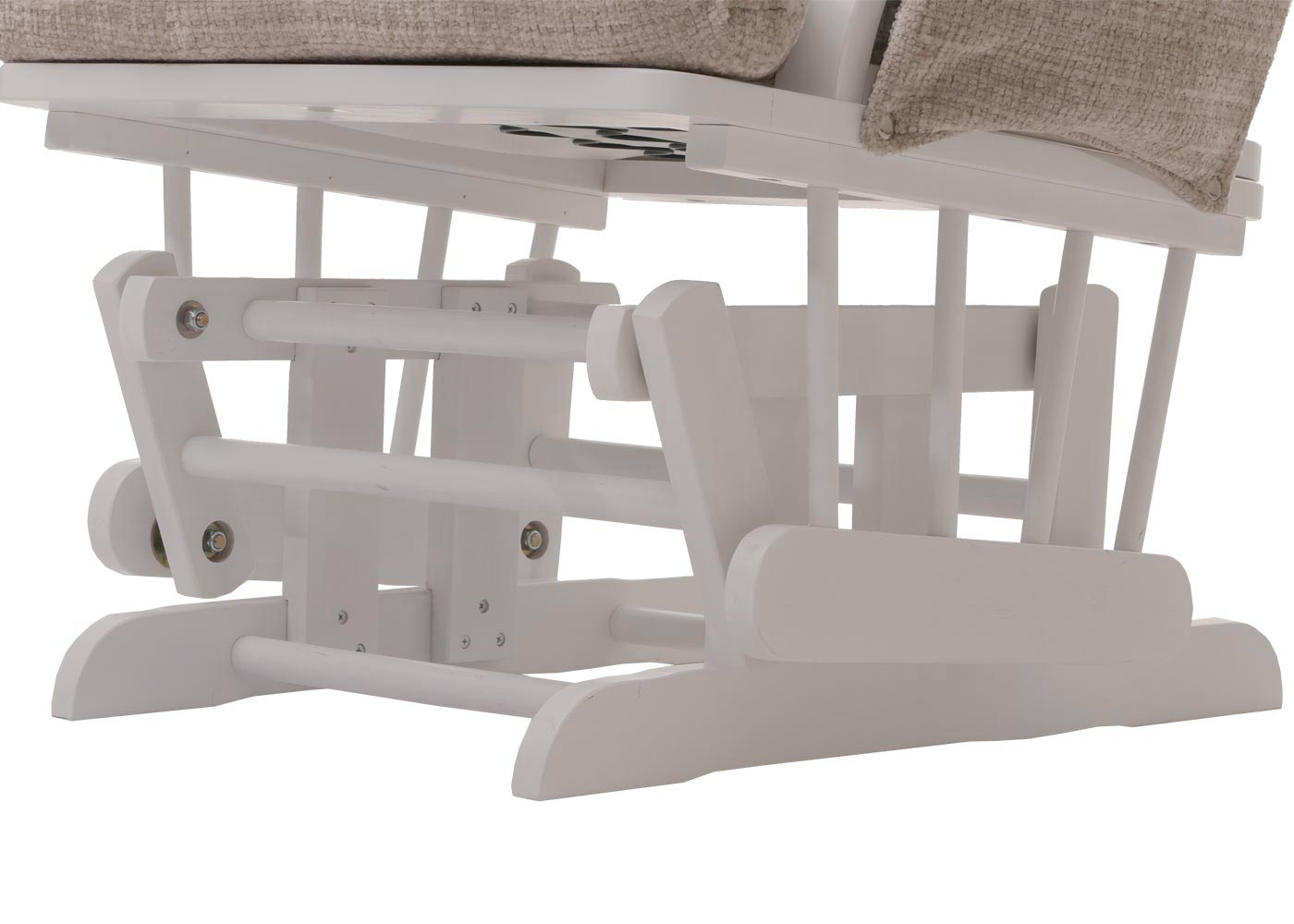 Cosmo Casa - Relaxstoel met Kruk - Schommelstoel - Chenille Stof - Crème - Wit Frame