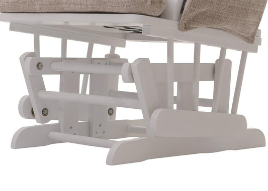 Cosmo Casa - Relaxstoel met Kruk - Schommelstoel - Chenille Stof - Crème - Wit Frame