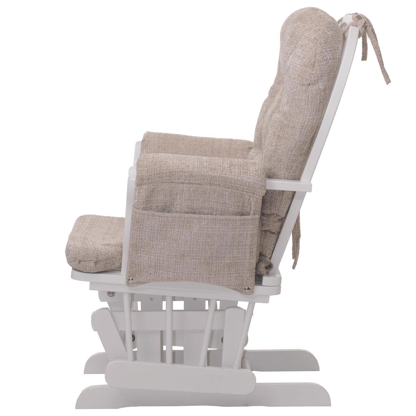 Cosmo Casa - Relaxstoel met Kruk - Schommelstoel - Chenille Stof - Crème - Wit Frame
