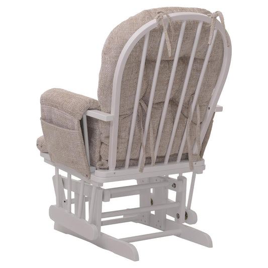 Cosmo Casa - Relaxstoel met Kruk - Schommelstoel - Chenille Stof - Crème - Wit Frame