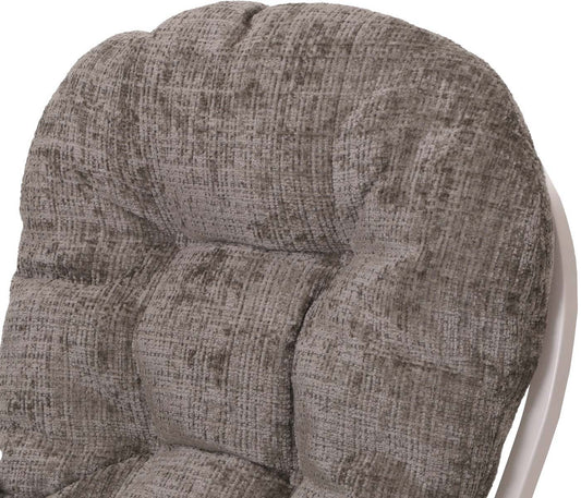 Cosmo Casa - Relaxstoel met Kruk - Schommelstoel - Chenille Stof - Lichtgrijs - Wit Frame