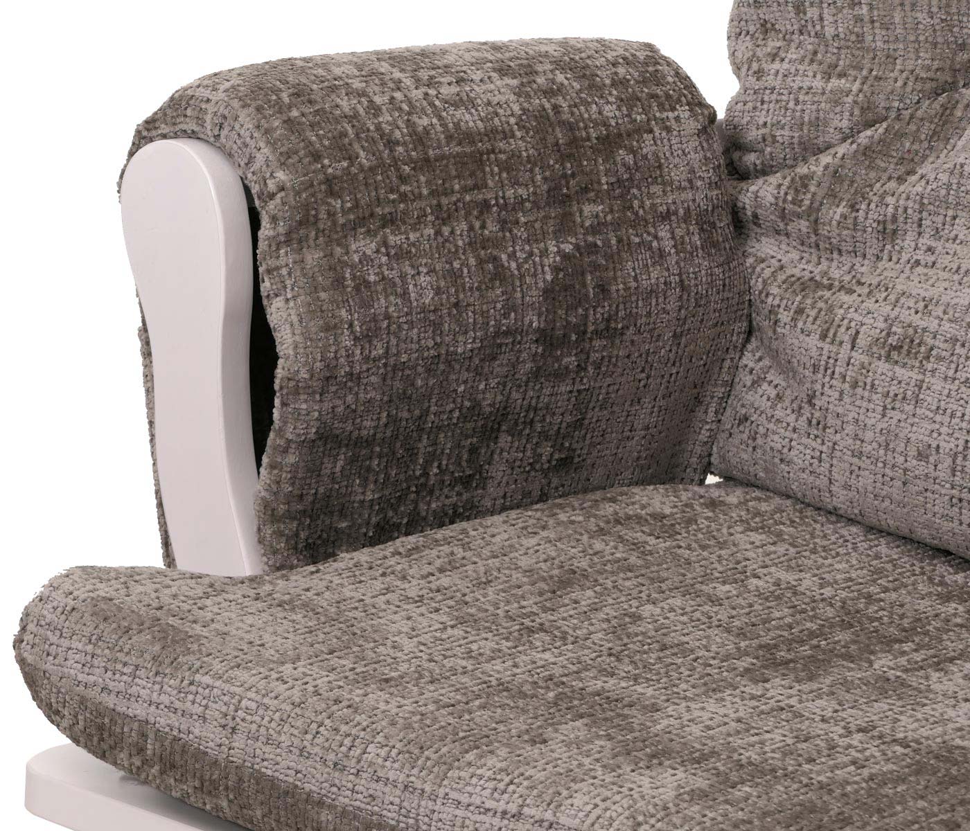 Cosmo Casa - Relaxstoel met Kruk - Schommelstoel - Chenille Stof - Lichtgrijs - Wit Frame