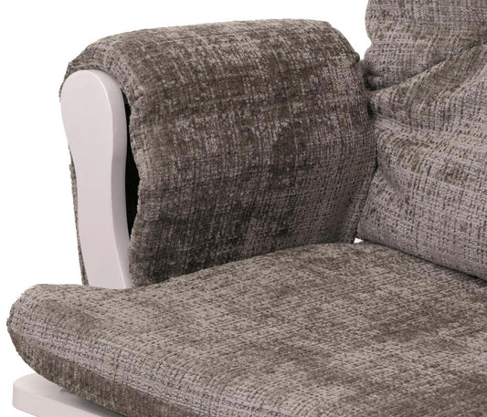 Cosmo Casa - Relaxstoel met Kruk - Schommelstoel - Chenille Stof - Lichtgrijs - Wit Frame