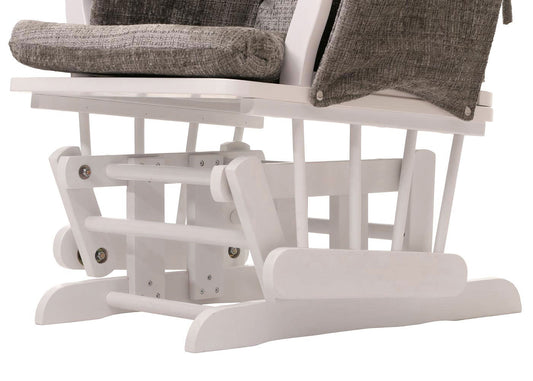 Cosmo Casa - Relaxstoel met Kruk - Schommelstoel - Chenille Stof - Lichtgrijs - Wit Frame