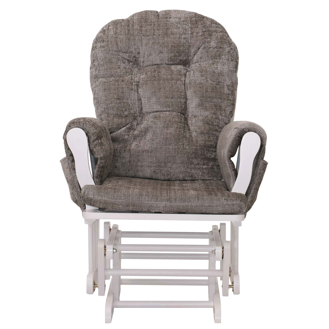 Cosmo Casa - Relaxstoel met Kruk - Schommelstoel - Chenille Stof - Lichtgrijs - Wit Frame