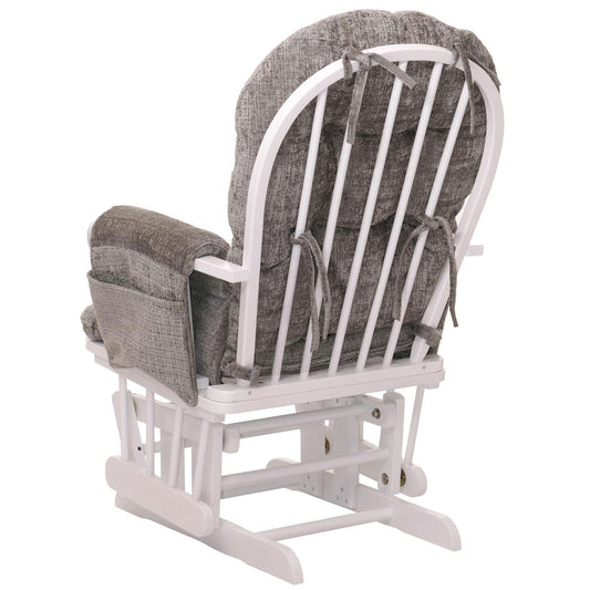 Cosmo Casa - Relaxstoel met Kruk - Schommelstoel - Chenille Stof - Lichtgrijs - Wit Frame