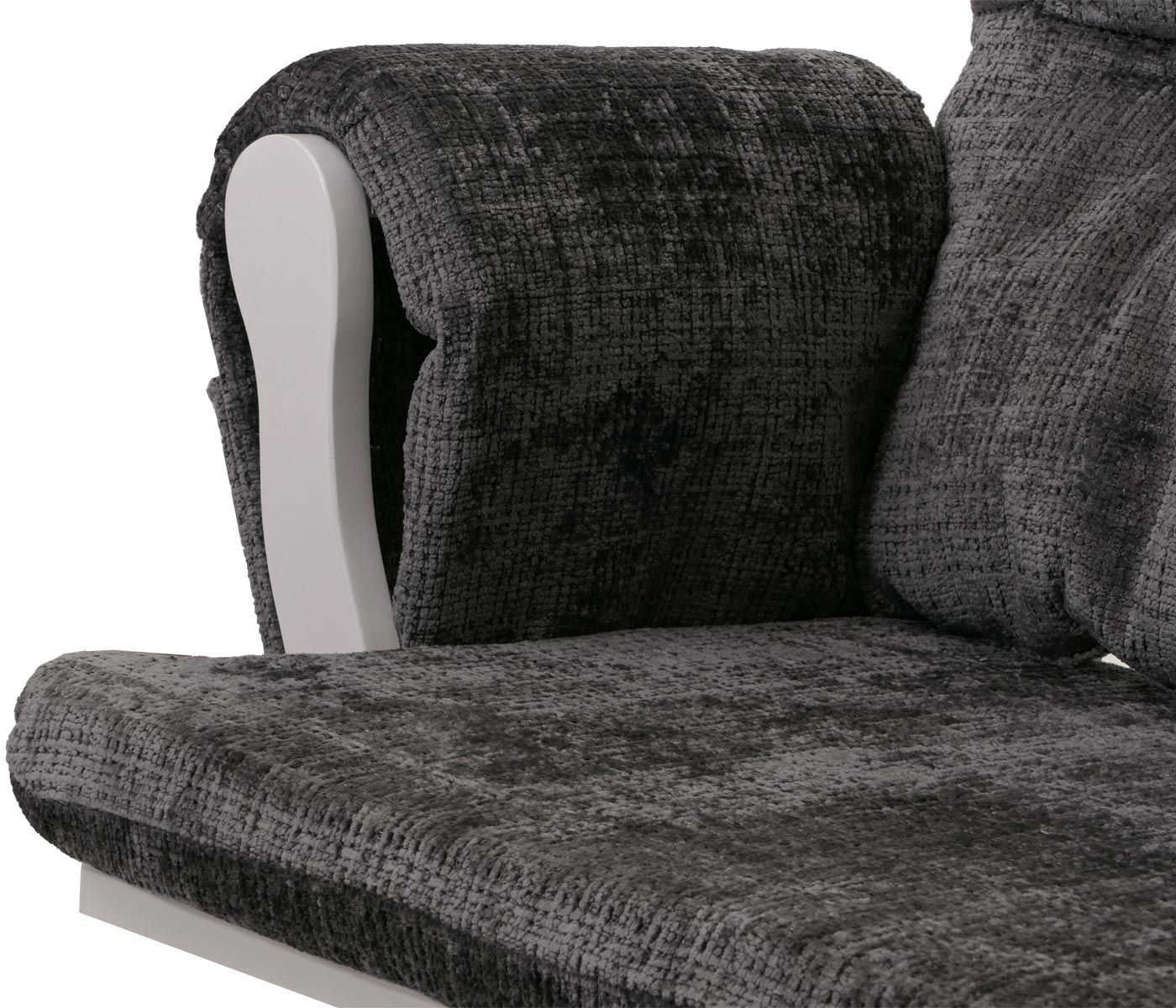 Cosmo Casa - Relaxstoel met Kruk - Schommelstoel - Chenille Stof - Donkergrijs - Wit Frame