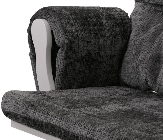 Cosmo Casa - Relaxstoel met Kruk - Schommelstoel - Chenille Stof - Donkergrijs - Wit Frame