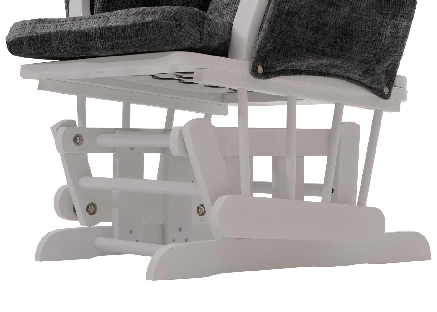 Cosmo Casa - Relaxstoel met Kruk - Schommelstoel - Chenille Stof - Donkergrijs - Wit Frame