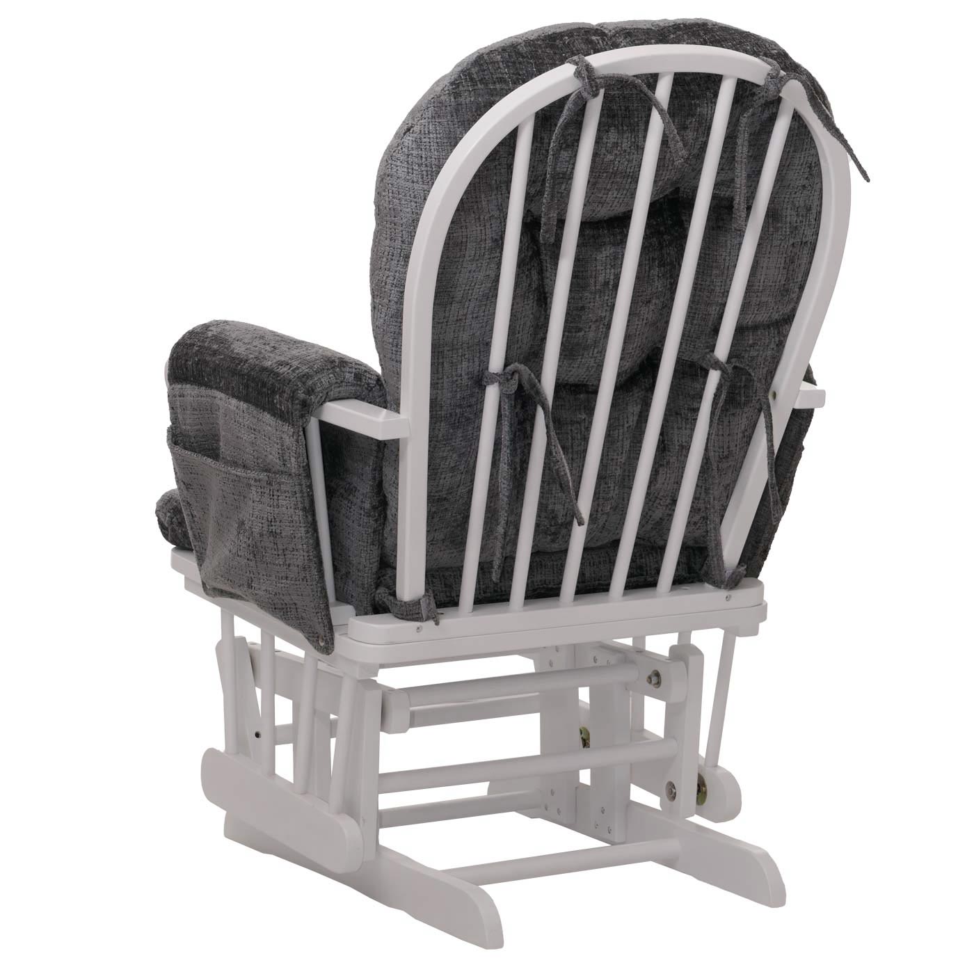 Cosmo Casa - Relaxstoel met Kruk - Schommelstoel - Chenille Stof - Donkergrijs - Wit Frame