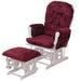 Cosmo Casa - Relaxstoel met Kruk - Schommelstoel - Chenille Stof - Bordeaux - Wit Frame