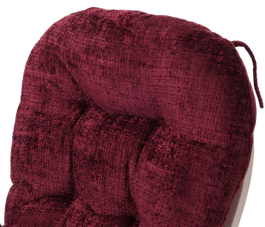 Cosmo Casa - Relaxstoel met Kruk - Schommelstoel - Chenille Stof - Bordeaux - Wit Frame