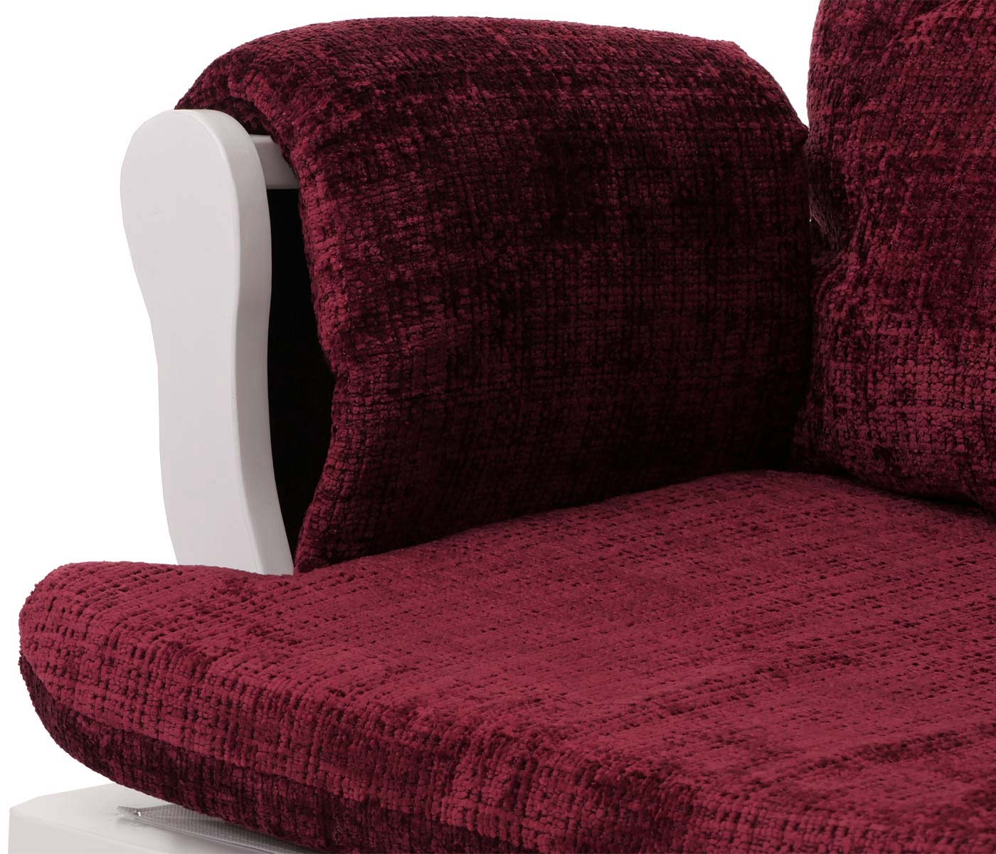 Cosmo Casa - Relaxstoel met Kruk - Schommelstoel - Chenille Stof - Bordeaux - Wit Frame