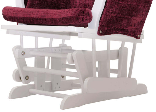 Cosmo Casa - Relaxstoel met Kruk - Schommelstoel - Chenille Stof - Bordeaux - Wit Frame