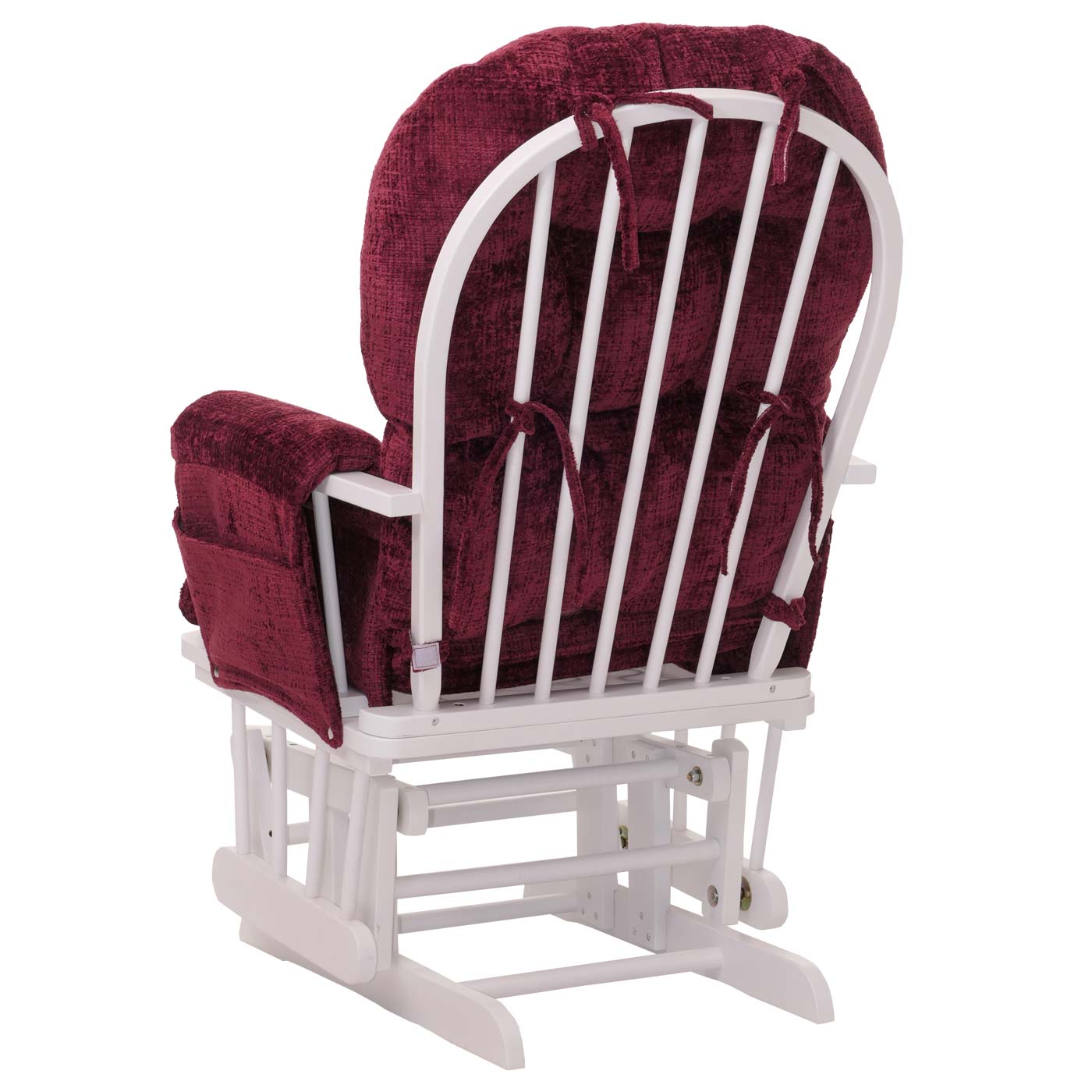 Cosmo Casa - Relaxstoel met Kruk - Schommelstoel - Chenille Stof - Bordeaux - Wit Frame