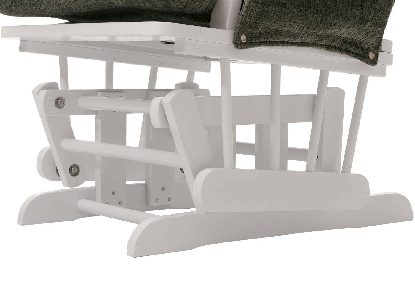 Cosmo Casa - Relaxstoel met Kruk - Schommelstoel - Chenille Stof - Groen - Wit Frame