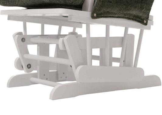 Cosmo Casa - Relaxstoel met Kruk - Schommelstoel - Chenille Stof - Groen - Wit Frame