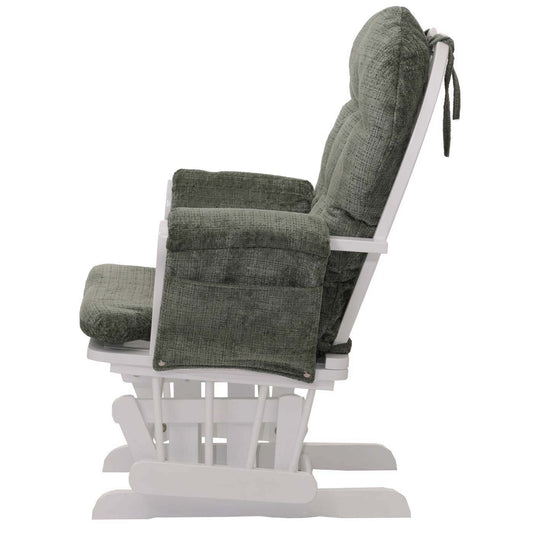 Cosmo Casa - Relaxstoel met Kruk - Schommelstoel - Chenille Stof - Groen - Wit Frame