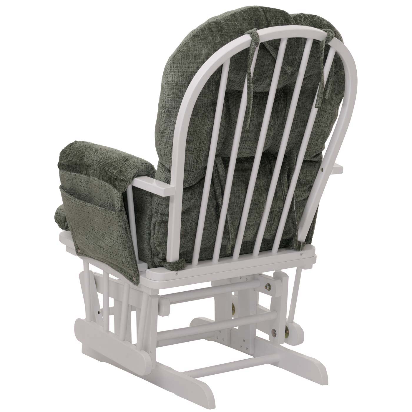 Cosmo Casa - Relaxstoel met Kruk - Schommelstoel - Chenille Stof - Groen - Wit Frame