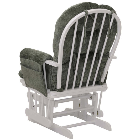 Cosmo Casa - Relaxstoel met Kruk - Schommelstoel - Chenille Stof - Groen - Wit Frame