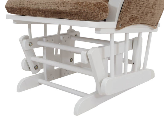 Cosmo Casa - Schommel Relaxstoel met Kruk - Chenille Bekleding - Lichtbruin - Wit Frame