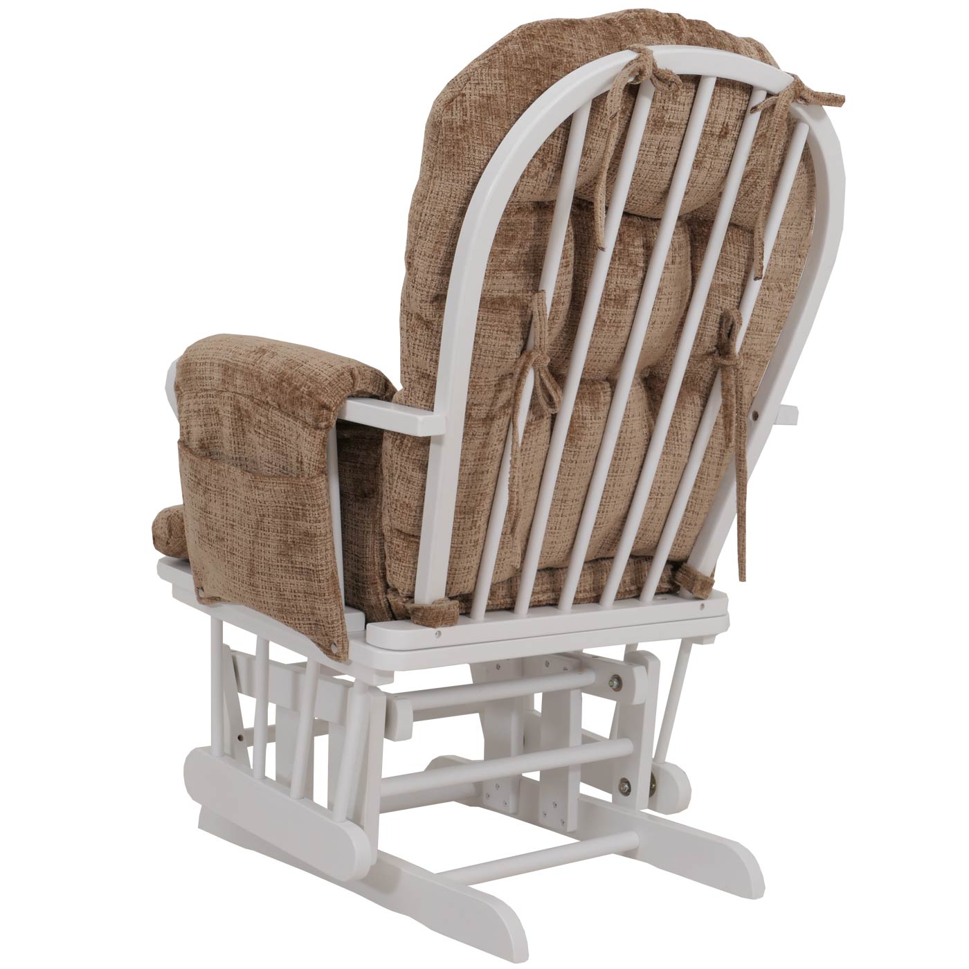 Cosmo Casa - Schommel Relaxstoel met Kruk - Chenille Bekleding - Lichtbruin - Wit Frame