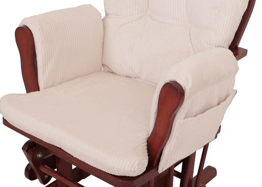 Cosmo Casa - Relax-Schommelstoel met Kruk - Stoffen Koord - Crème - Donker Frame