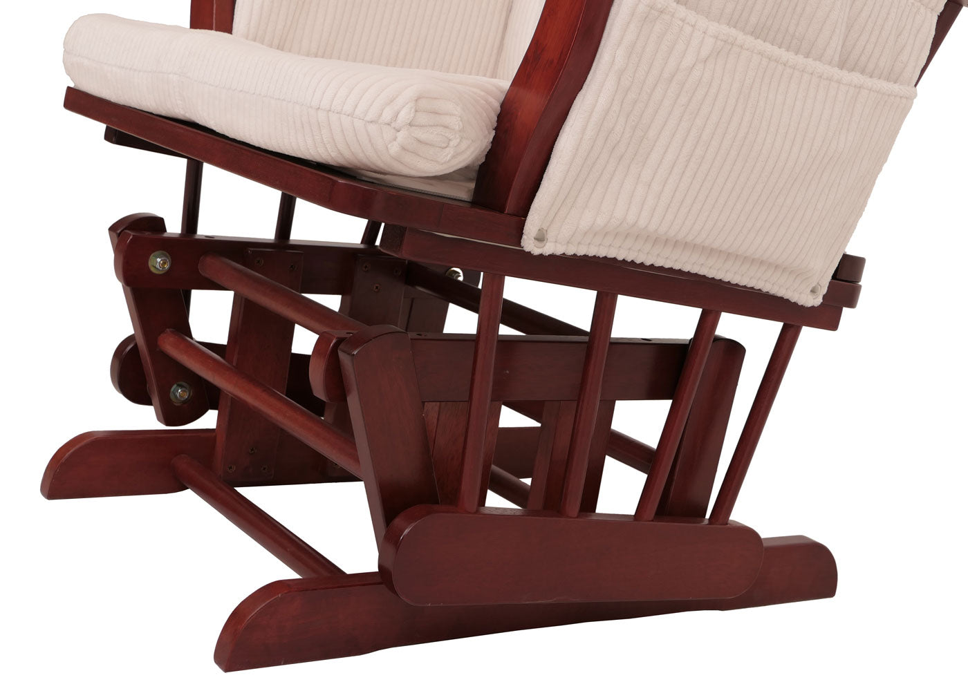 Cosmo Casa - Relax-Schommelstoel met Kruk - Stoffen Koord - Crème - Donker Frame