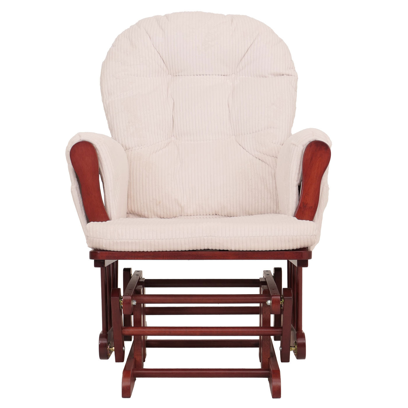 Cosmo Casa - Relax-Schommelstoel met Kruk - Stoffen Koord - Crème - Donker Frame