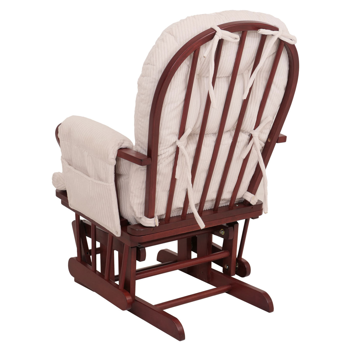 Cosmo Casa - Relax-Schommelstoel met Kruk - Stoffen Koord - Crème - Donker Frame