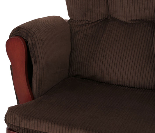 Cosmo Casa - Relax-Schommelstoel met Kruk - Stoffen Koord - Bruin - Donker Frame