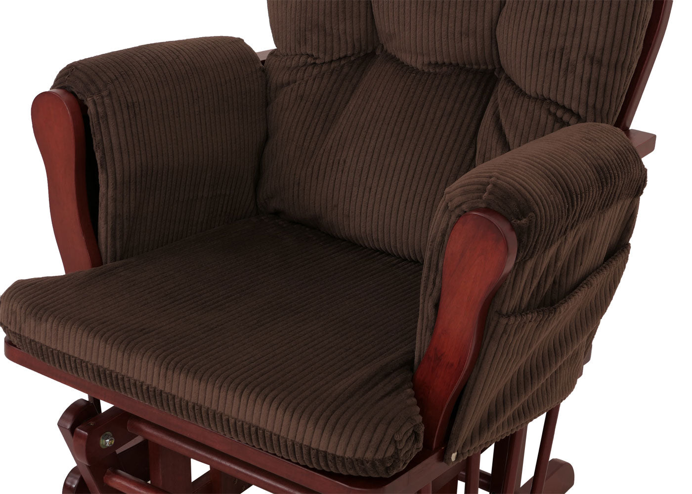 Cosmo Casa - Relax-Schommelstoel met Kruk - Stoffen Koord - Bruin - Donker Frame