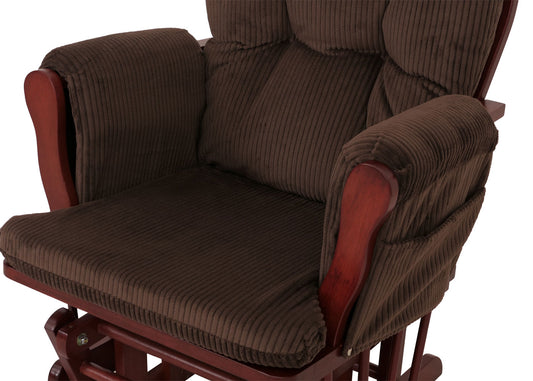 Cosmo Casa - Relax-Schommelstoel met Kruk - Stoffen Koord - Bruin - Donker Frame